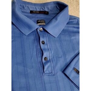 Nike Golf Tiger Woods Polo Shirt Mens XL Blue Textured Performance TW Logo
